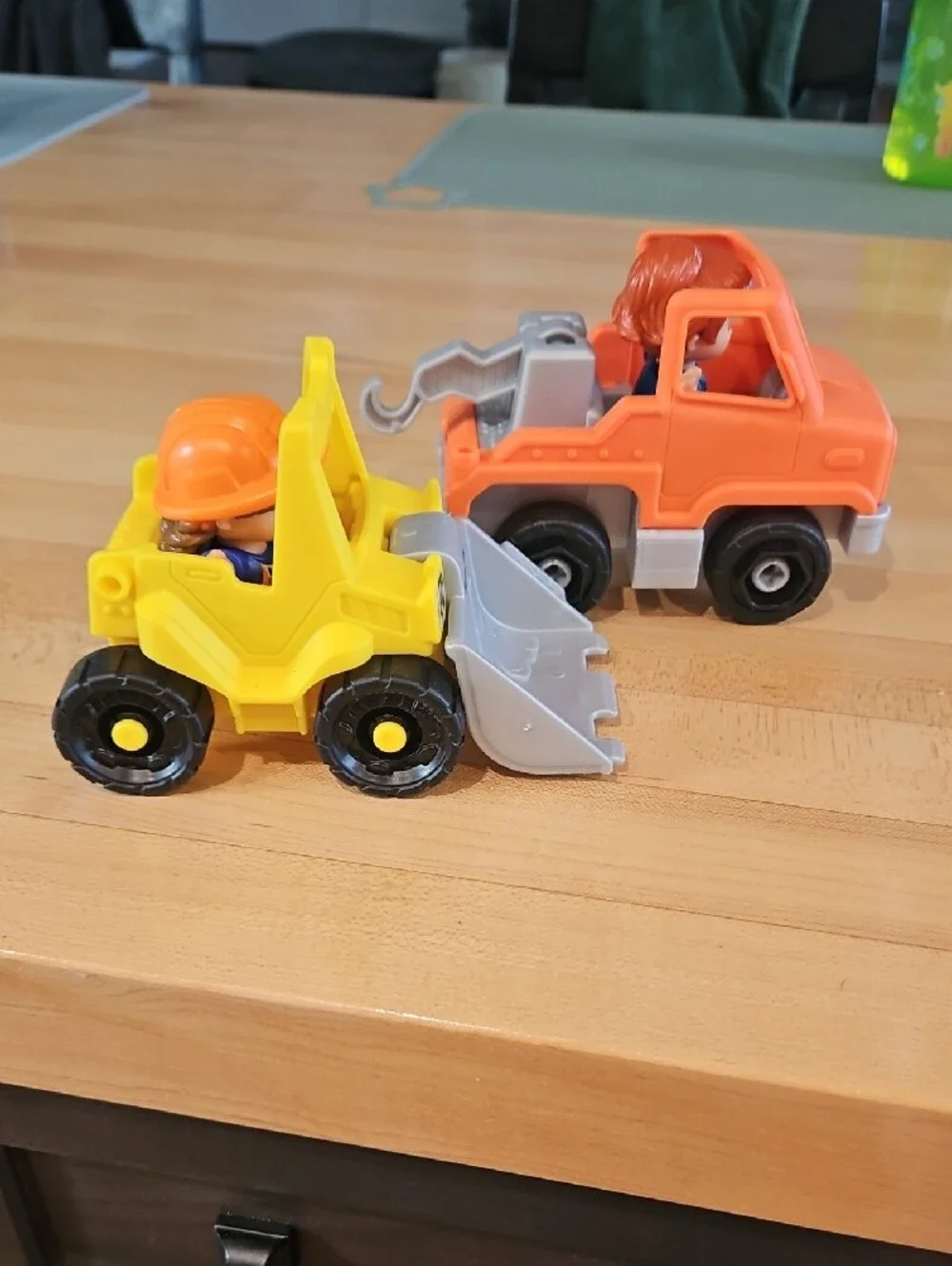 Little People Kids Toy Dump Truck & Loader Set - Orange & Yellow